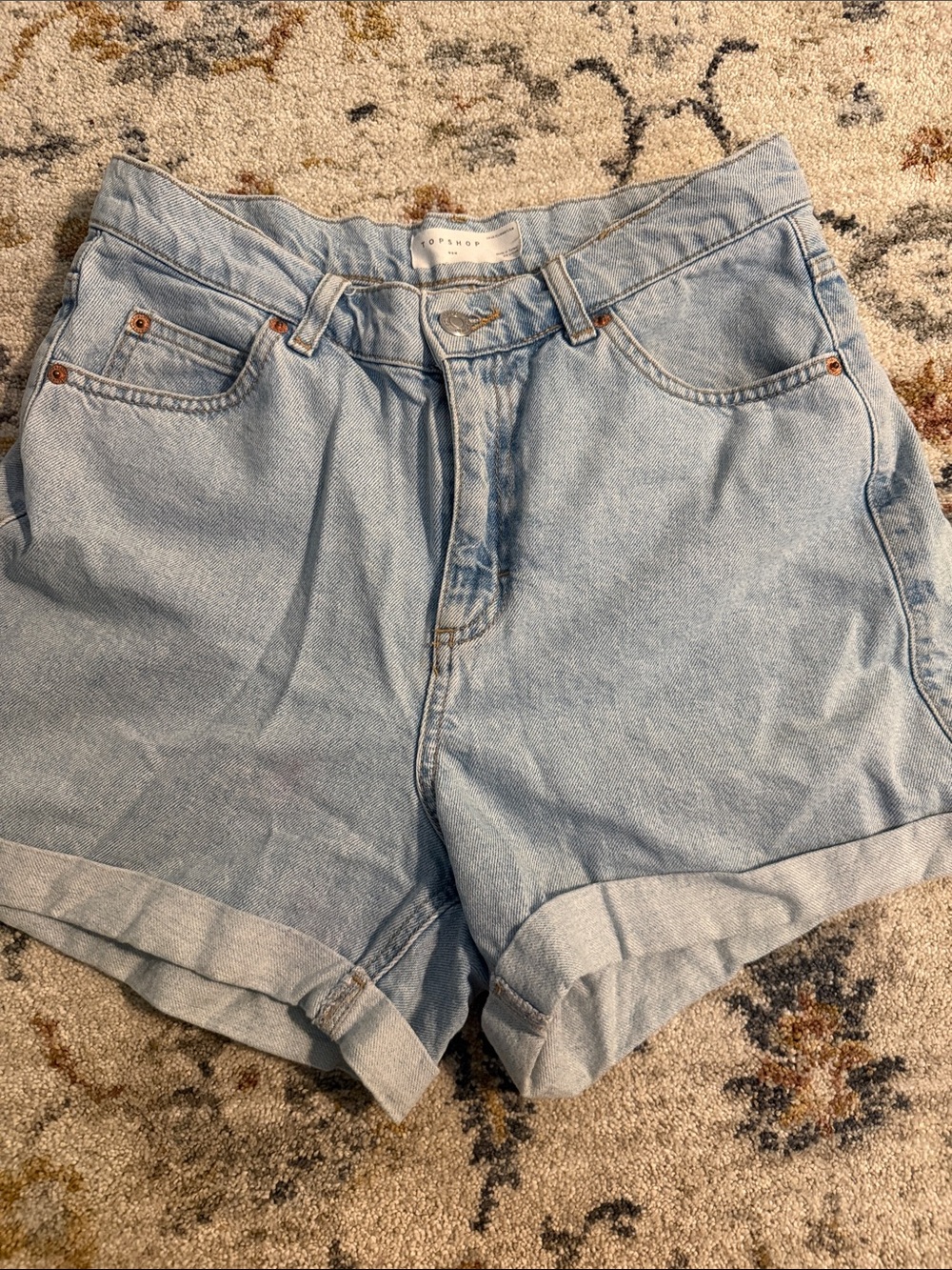 Topshop Light Wash High-Rise Denim Shorts
